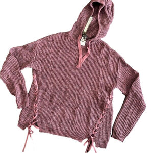 CHARLIE B Hooded Fig Sweater Sz M NWT
